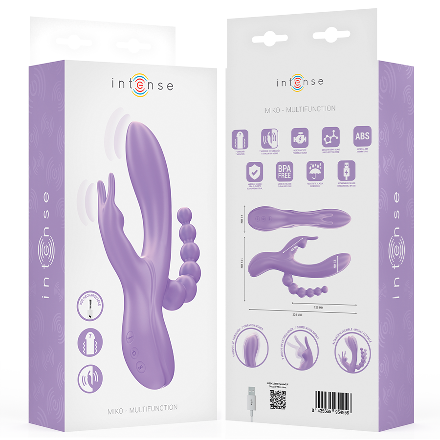 INTENSE - MIKO TRIPLO VIBRATORE CONIGLIO & STIMOLATORE & ANALE 7 VIBRAZIONI VIOLA – Vibratori HI-TECH – foto 8