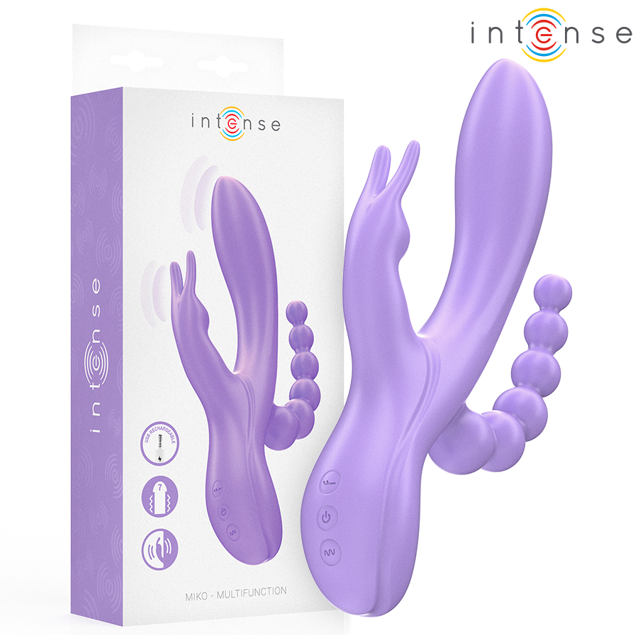 INTENSE - MIKO TRIPLO VIBRATORE CONIGLIO & STIMOLATORE & ANALE 7 VIBRAZIONI VIOLA – Vibratori HI-TECH