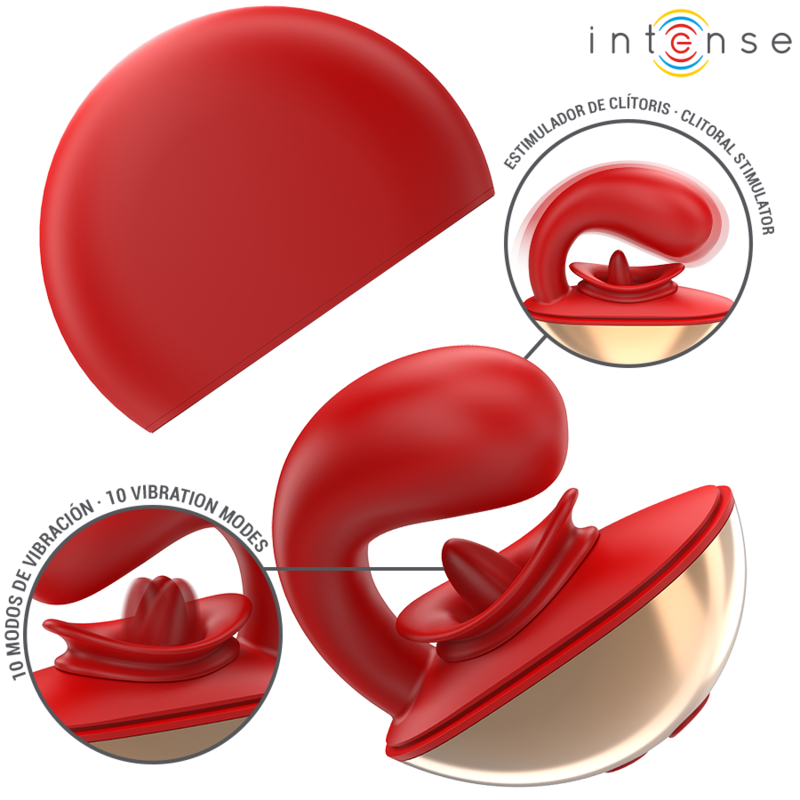 INTENSE - VIBRATORE E STIMOLATORE MARIAH A FORMA DI U 10 VIBRAZIONI ROSSO – Vibratore per coppie UD – foto 2