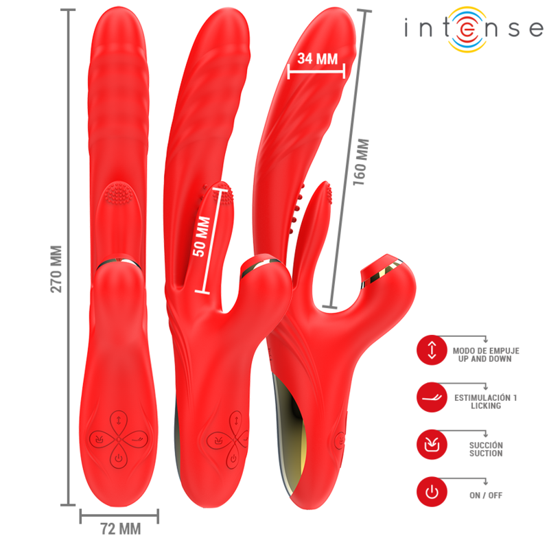 INTENSE - KAROL VIBRATORE MULTIFUNZIONE SPINTA E STIMOLAZIONE E ONDE STIMOLANTI ROSSO – Vibratori HI-TECH – foto 4