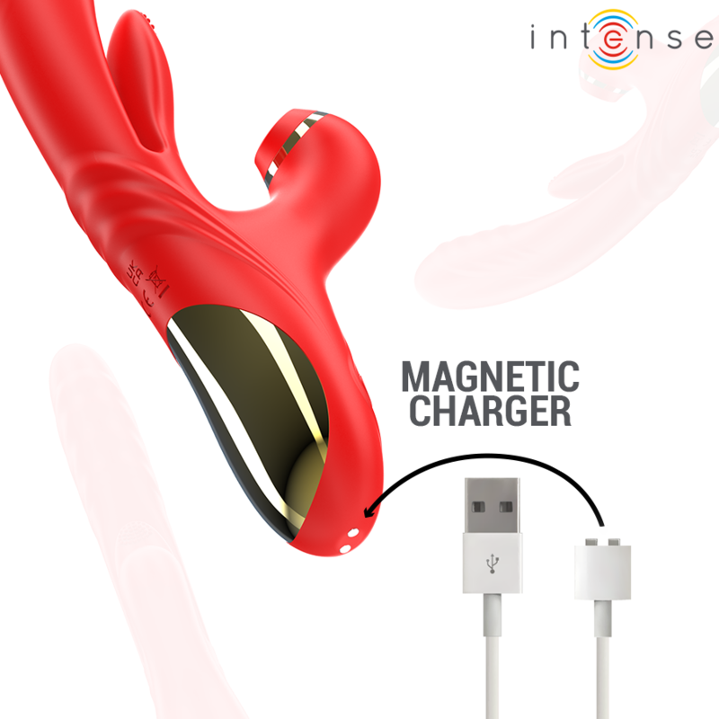 INTENSE - KAROL VIBRATORE MULTIFUNZIONE SPINTA E STIMOLAZIONE E ONDE STIMOLANTI ROSSO – Vibratori HI-TECH – foto 7