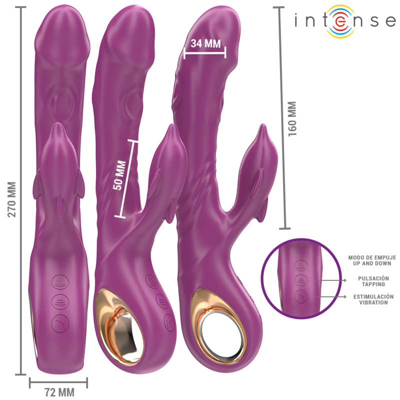 INTENSE - VIBRATORE MULTIFUNZIONE HALLE CON LINGUA STIMOLANTE A DELFINO VIOLA – Vibratori HI-TECH – foto 3