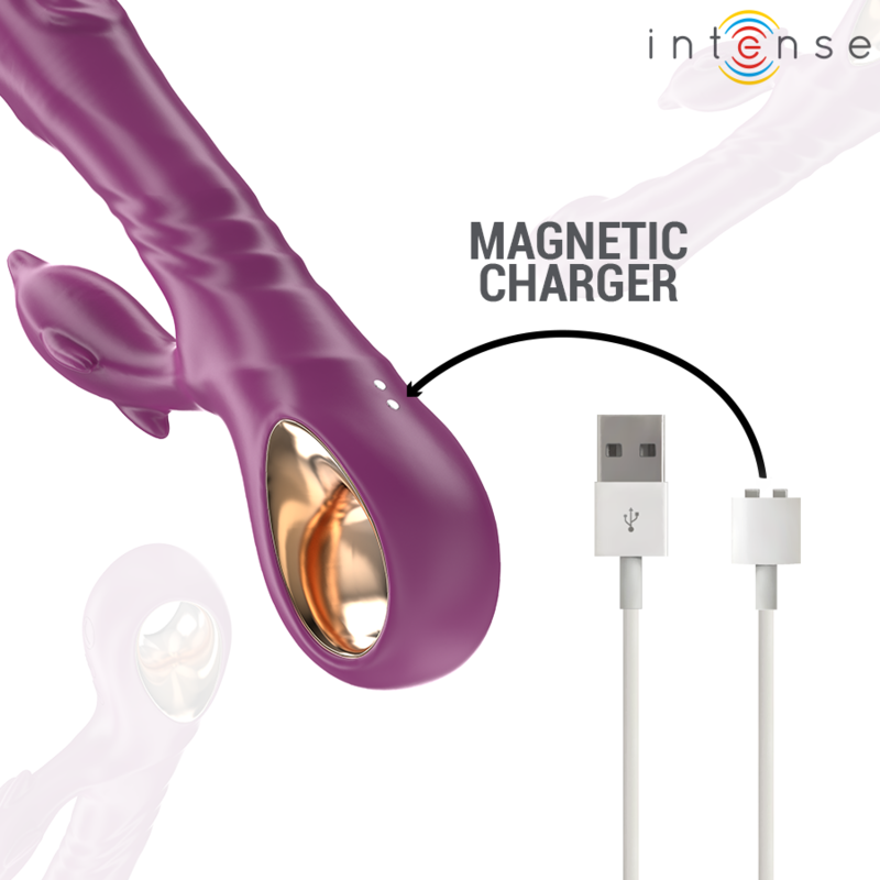 INTENSE - VIBRATORE MULTIFUNZIONE HALLE CON LINGUA STIMOLANTE A DELFINO VIOLA – Vibratori HI-TECH – foto 7