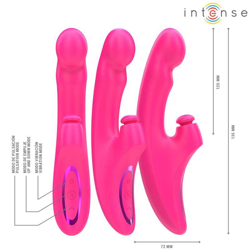 INTENSE - VIBRATORE EMI 13,5 CM MULTIFUNZIONE 3 IN 1 10 VIBRAZIONI ROSA – Vibratori HI-TECH – foto 3