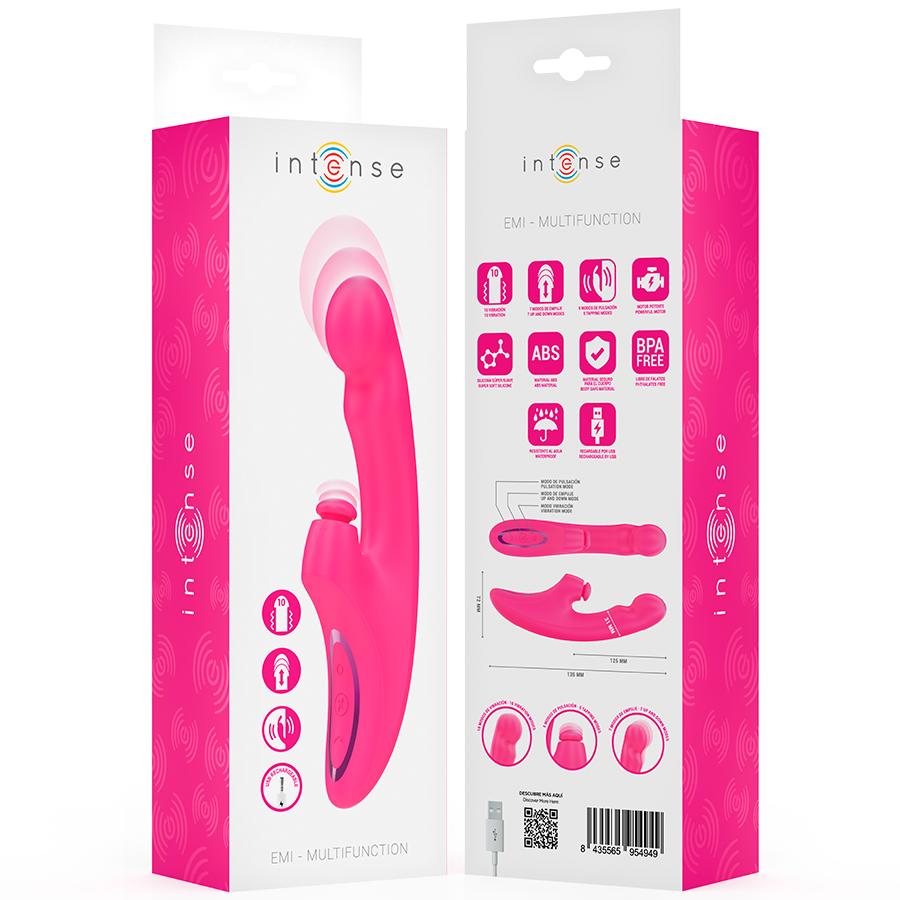 INTENSE - VIBRATORE EMI 13,5 CM MULTIFUNZIONE 3 IN 1 10 VIBRAZIONI ROSA – Vibratori HI-TECH – foto 8