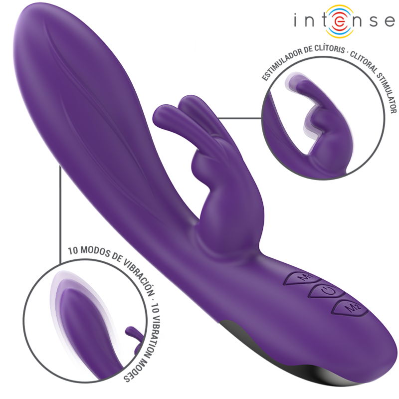 INTENSE - VIBRATORE RANDALL RABBIT 10 VIBRAZIONI VIOLA – Vibratori di coniglio – foto 2