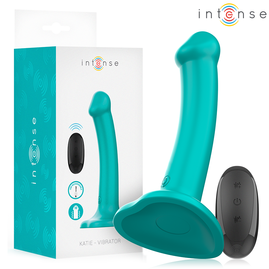 INTENSE - KATIE VIBRATORE CON VENTOSA 10 VIBRAZIONI TELECOMANDO BLU – Telecomando