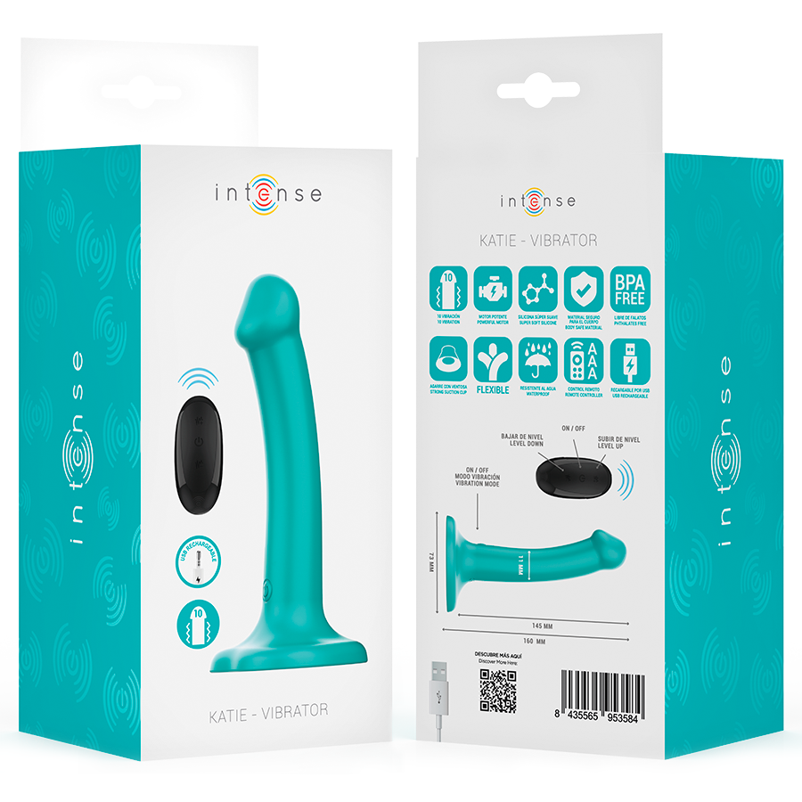 INTENSE - KATIE VIBRATORE CON VENTOSA 10 VIBRAZIONI TELECOMANDO BLU – Telecomando – foto 8