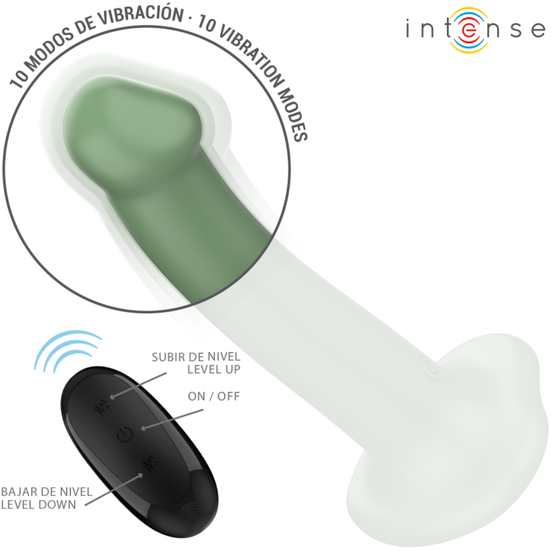 INTENSE - VIBRATORE BECCA CON VENTOSA 10 VIBRAZIONI TELECOMANDO VERDE – Telecomando – foto 4