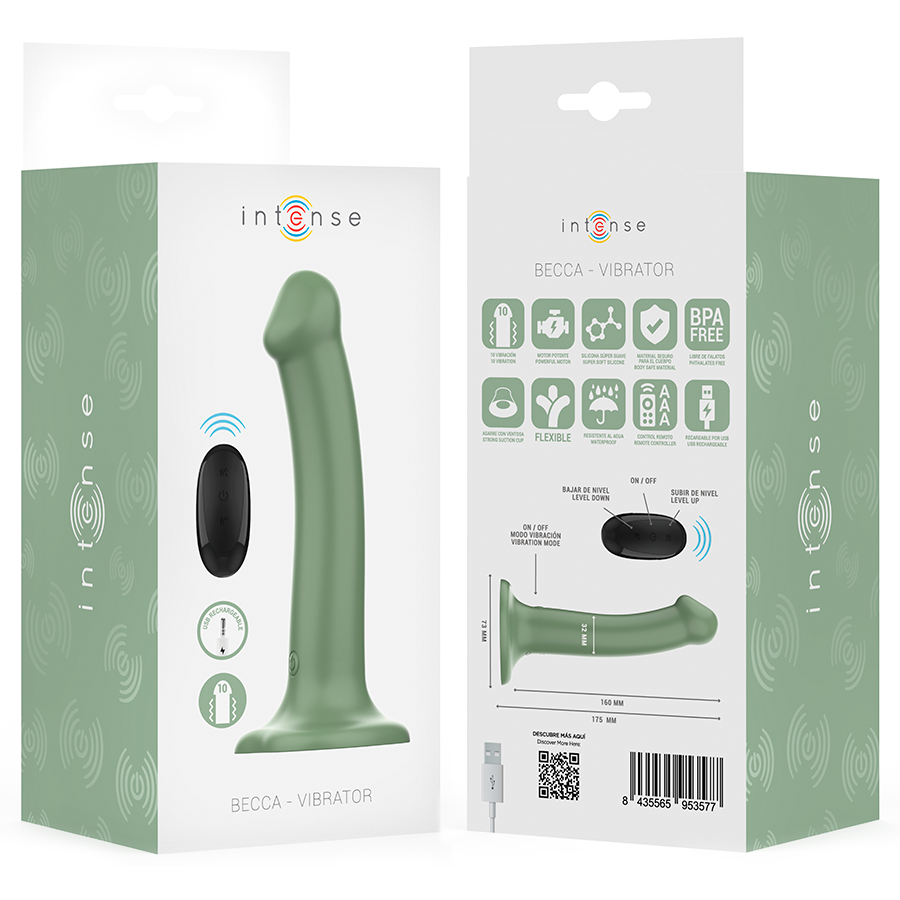 INTENSE - VIBRATORE BECCA CON VENTOSA 10 VIBRAZIONI TELECOMANDO VERDE – Telecomando – foto 8