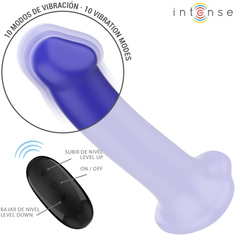 INTENSE - VIBRATORE VICTORIA CON VENTOSA 10 VIBRAZIONI BLU SCURO TELECOMANDO – Telecomando – foto 4