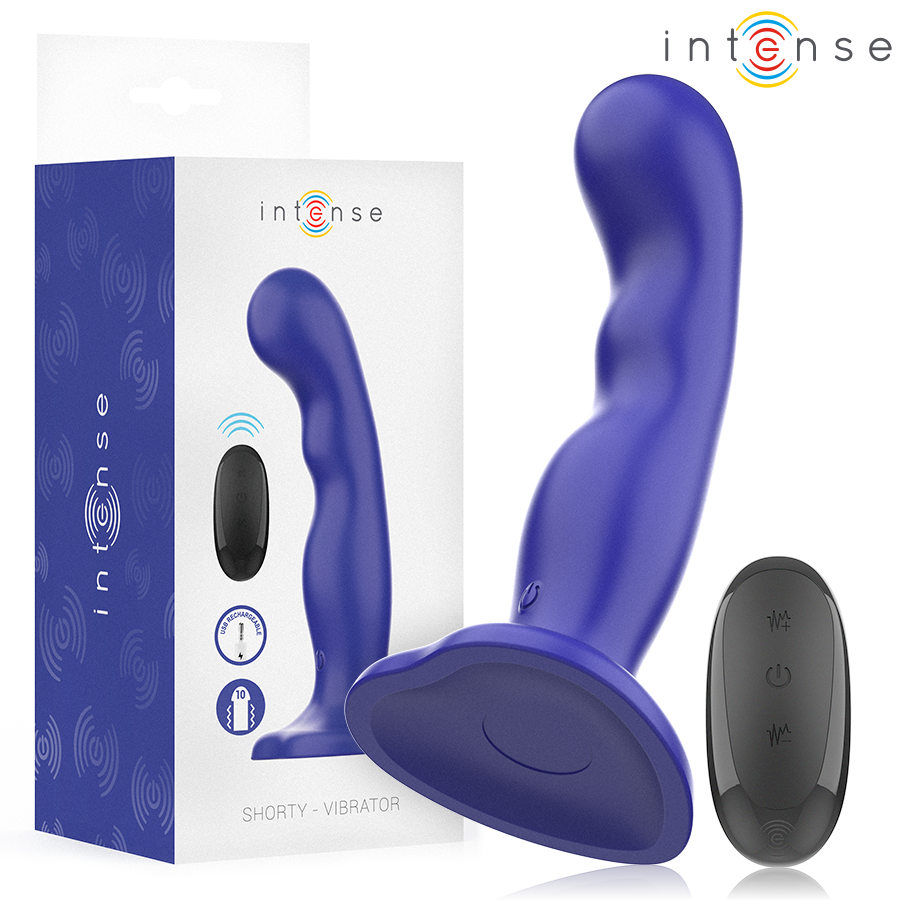 INTENSE - VIBRATORE SHORTY CON VENTOSA TELECOMANDO BLU – Telecomando