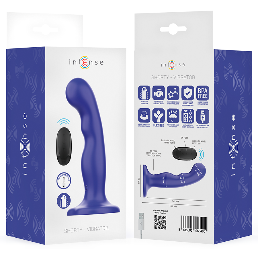 INTENSE - VIBRATORE SHORTY CON VENTOSA TELECOMANDO BLU – Telecomando – foto 8