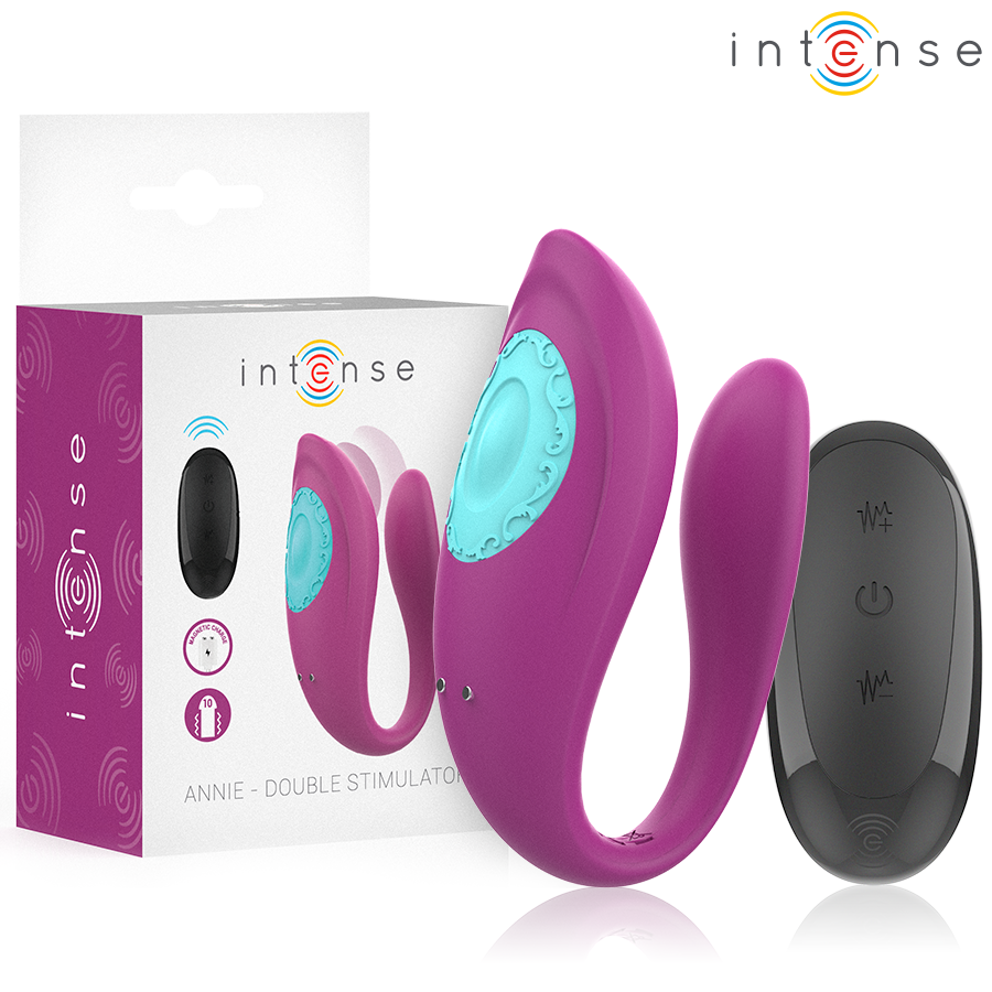 INTENSE - ANNIE VIBRATORE E STIMOLATORE A FORMA DI U TELECOMANDO VIOLA – Telecomando