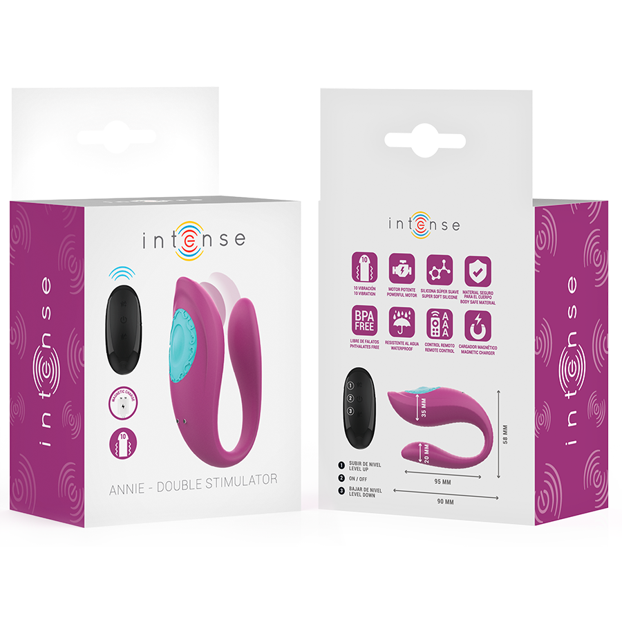 INTENSE - ANNIE VIBRATORE E STIMOLATORE A FORMA DI U TELECOMANDO VIOLA – Telecomando – foto 8