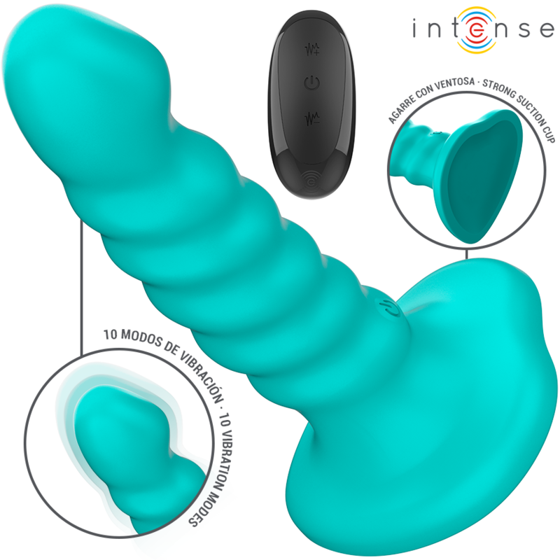 INTENSE - VIBRATORE BUFFY TAGLIA S DESIGN A SPIRALE 10 VIBRAZIONI TELECOMANDO BLU – Telecomando – foto 2