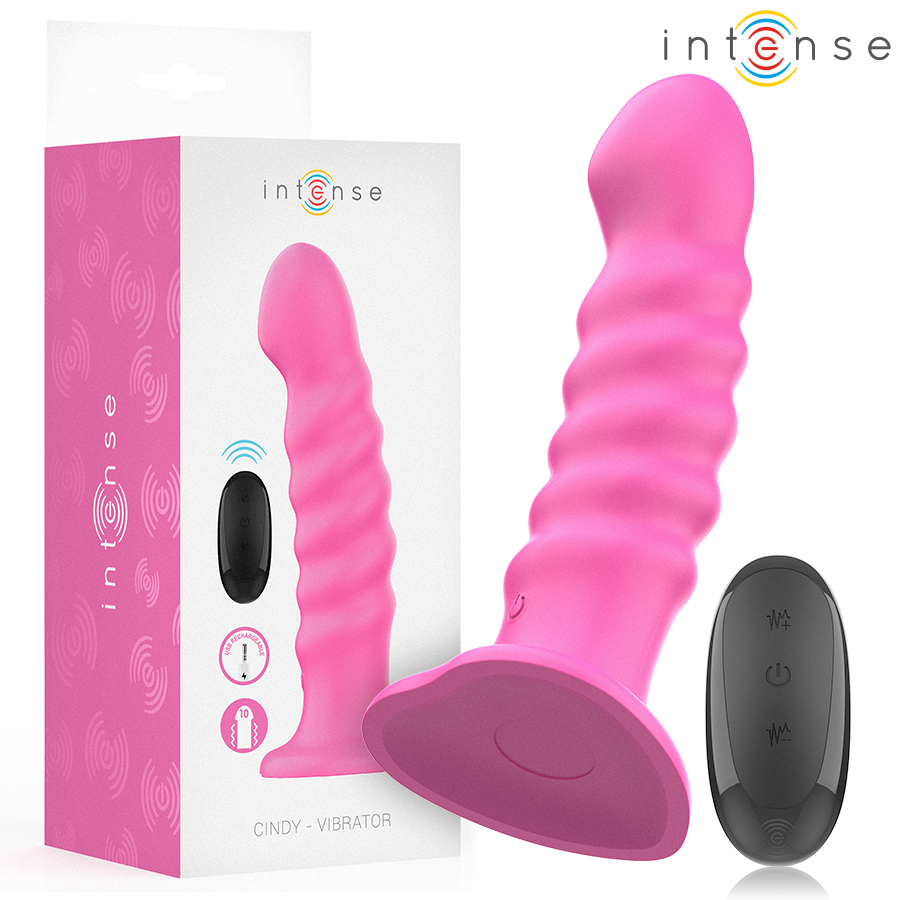 INTENSE - VIBRATORE CINDY TAGLIA L DESIGN A SPIRALE 10 VIBRAZIONI ROSA TELECOMANDO – Telecomando