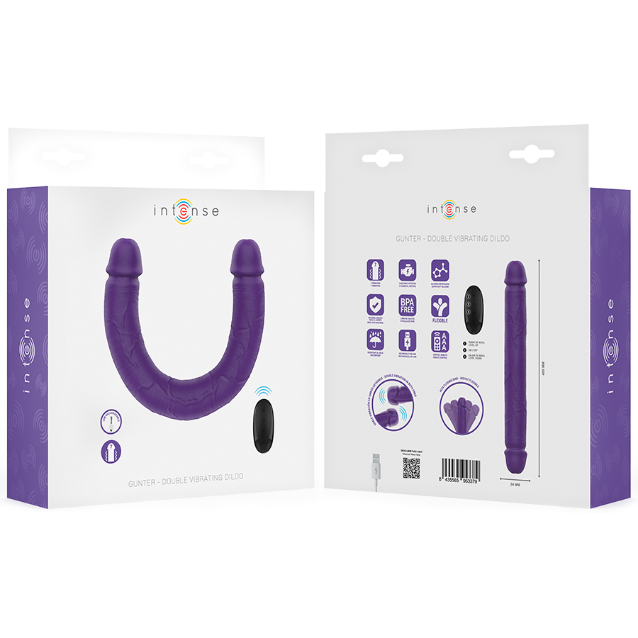 INTENSE - GUNTER DILDO DOPPIO VIBRATORE 40 CM VIOLA TELECOMANDO – Doppio pene – foto 7