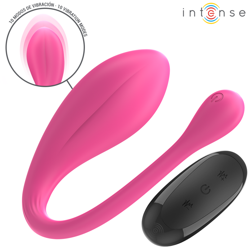 INTENSE - JANICE U VIBRATORE DOPPIA STIMOLAZIONE 10 VIBRAZIONI ROSA TELECOMANDO – Vibratore per coppie UD – foto 2