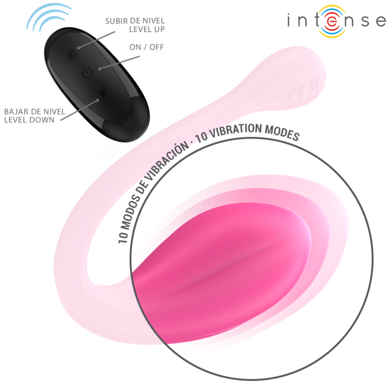 INTENSE - JANICE U VIBRATORE DOPPIA STIMOLAZIONE 10 VIBRAZIONI ROSA TELECOMANDO – Vibratore per coppie UD – foto 4