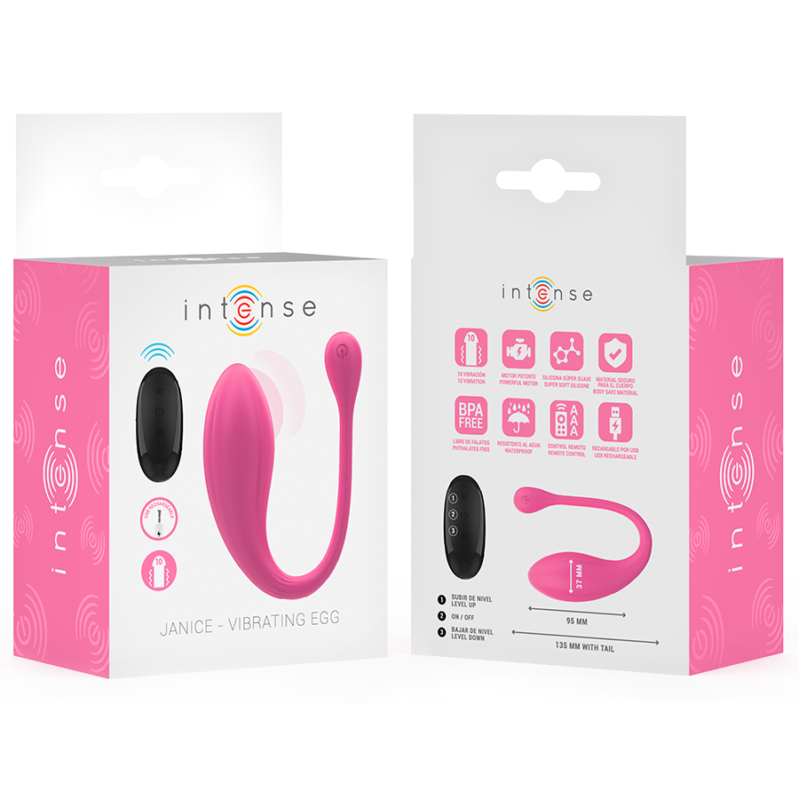 INTENSE - JANICE U VIBRATORE DOPPIA STIMOLAZIONE 10 VIBRAZIONI ROSA TELECOMANDO – Vibratore per coppie UD – foto 8