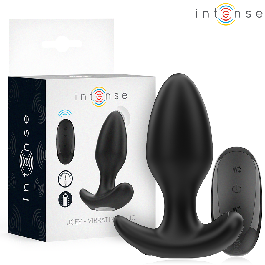 INTENSE - JOEY ANAL PLUG 10 VIBRAZIONI NERO TELECOMANDO – Tappi anali