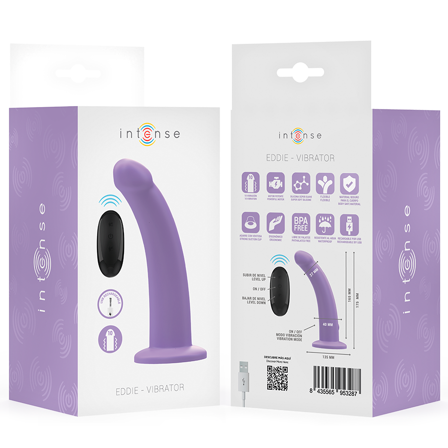 INTENSE - VIBRATORE EDDIE 17,5 CM 10 VIBRAZIONI VIOLA TELECOMANDO – Vibratori a punto G – foto 8
