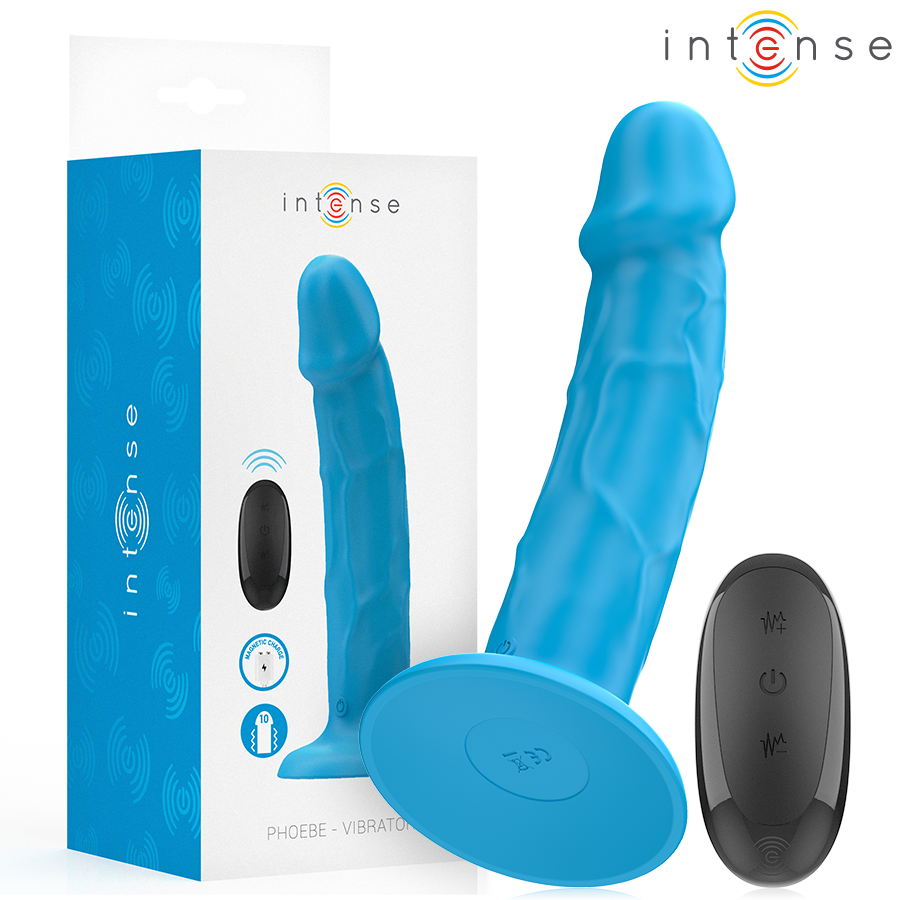INTENSE - PHOEBE VIBRATORE REALISTICO 10 VIBRAZIONI TELECOMANDO BLU – Vibratori a punto G