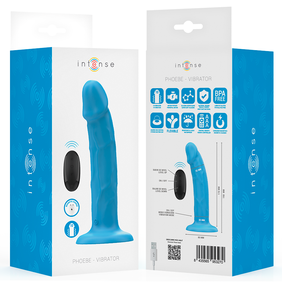 INTENSE - PHOEBE VIBRATORE REALISTICO 10 VIBRAZIONI TELECOMANDO BLU – Vibratori a punto G – foto 8