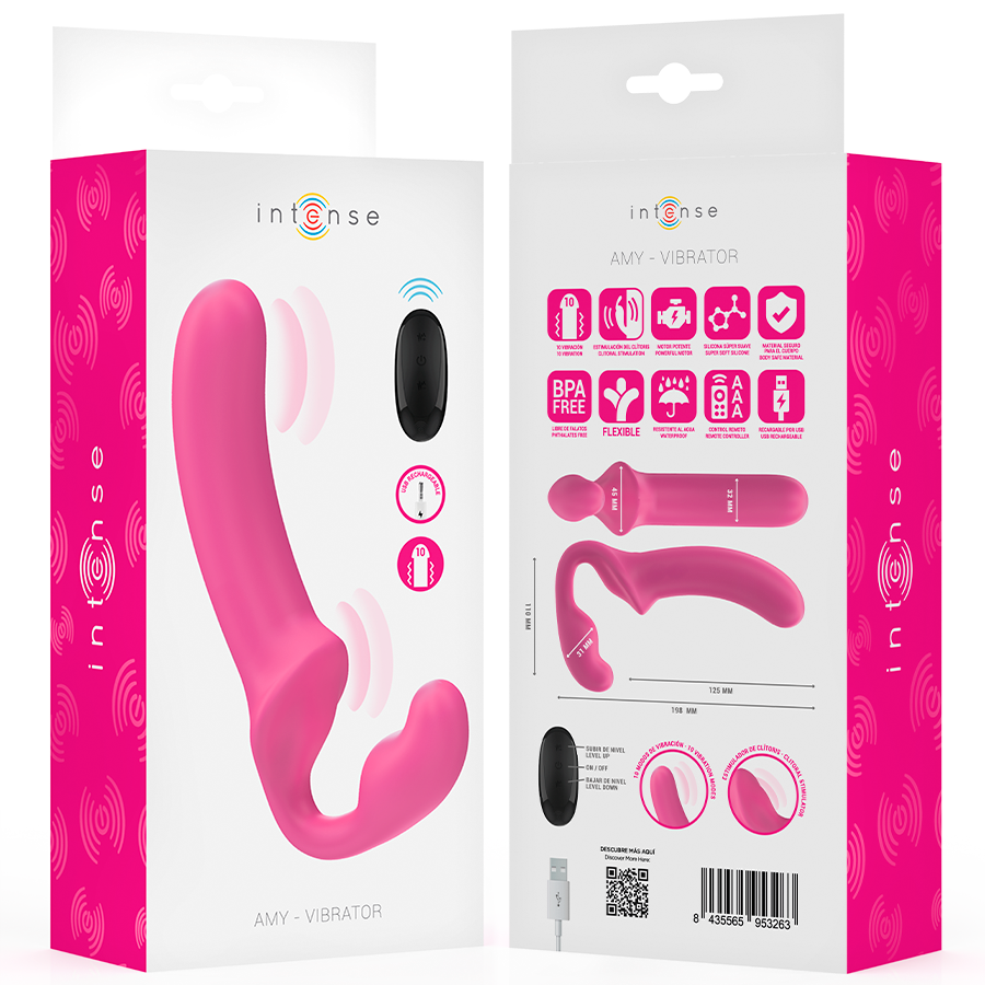 INTENSE - AMY DOPPIO VIBRATORE 20 CM ROSA TELECOMANDO – Vibratori a punto G – foto 8