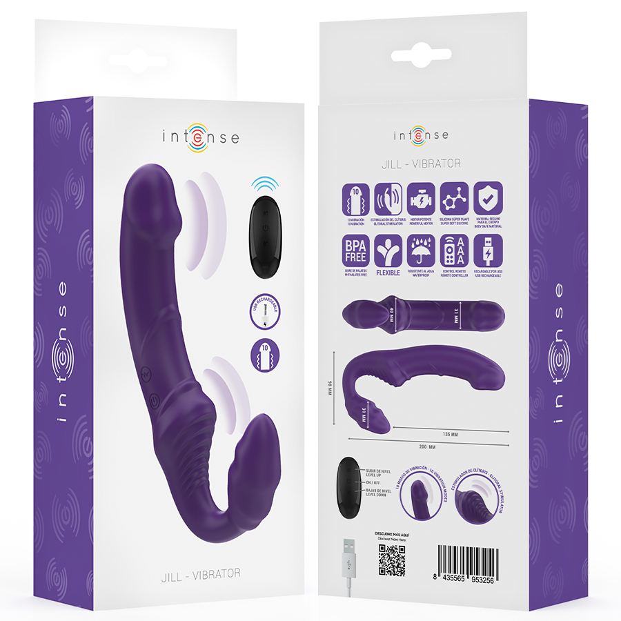 INTENSE - JILL DOPPIO VIBRATORE 20 CM VIOLA TELECOMANDO – Vibratori a punto G – foto 8