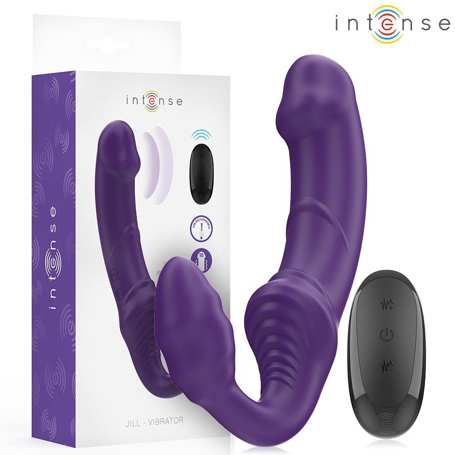 INTENSE - JILL DOPPIO VIBRATORE 20 CM VIOLA TELECOMANDO – Vibratori a punto G