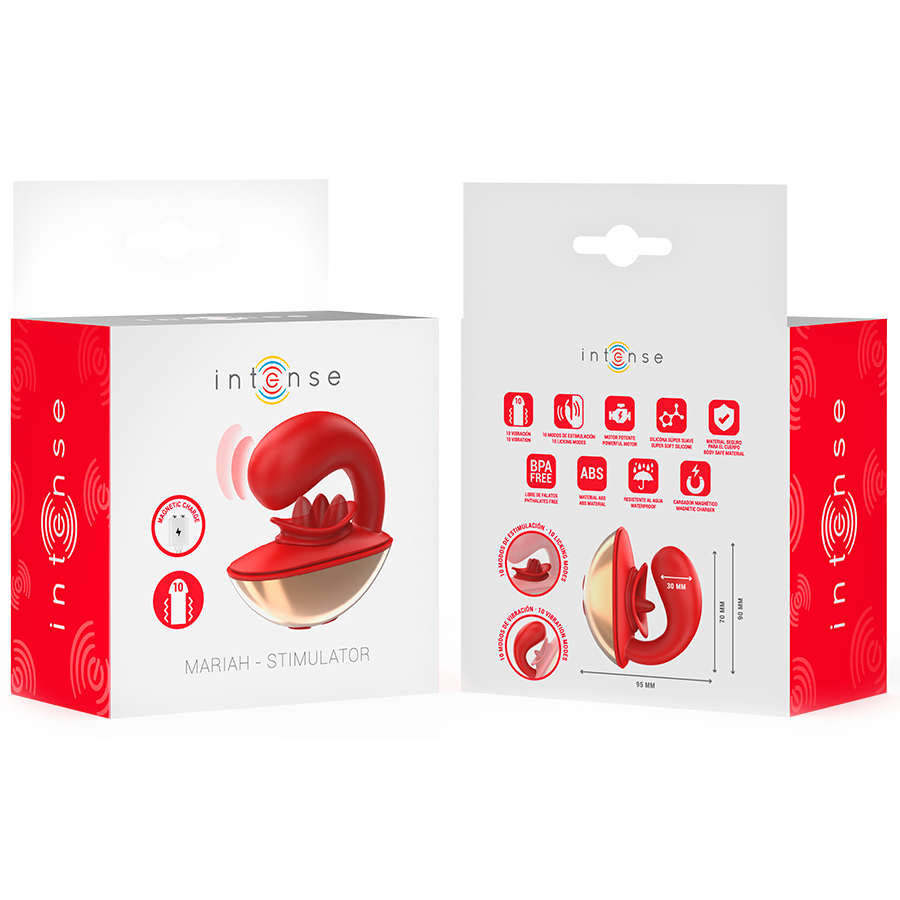 INTENSE - VIBRATORE E STIMOLATORE MARIAH A FORMA DI U 10 VIBRAZIONI ROSSO – Vibratore per coppie UD – foto 8