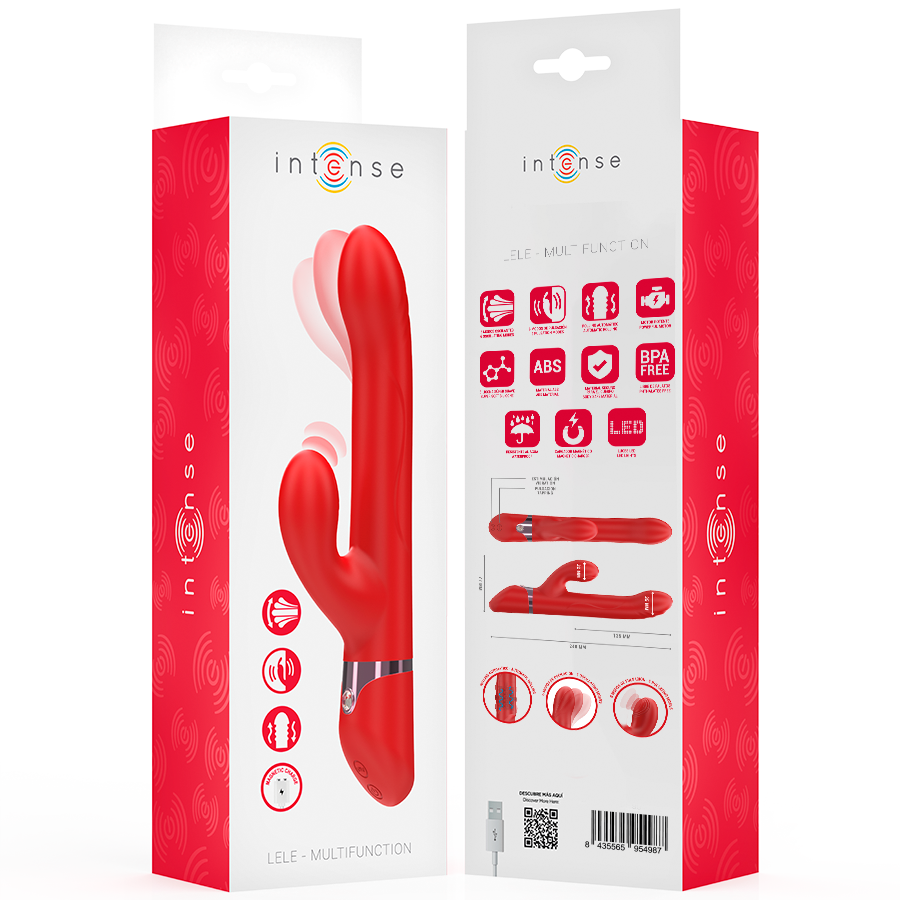 INTENSE - LELE VIBRATORE MULTIFUNZIONE ROTANTE E OSCILLANTE E STIMOLANTE ROSSO – Vibratori HI-TECH – foto 8