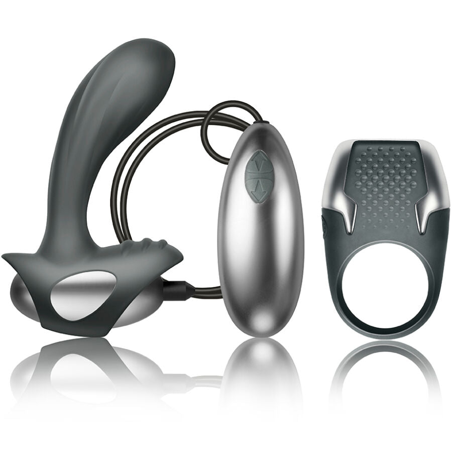 CLIMAXIMUM - EXCITE KIT ANELLO PER IL PENE + MASSAGGIATORE PER LA PROSTATA CON FILO – kit Sex Toys