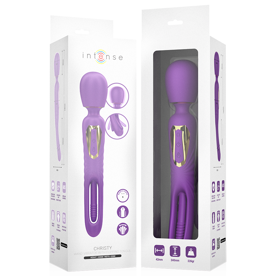 INTENSE - BACCHETTA VIBRANTE CHRISTY CON LINGUA MOBILE – Vibratore WAND – foto 3