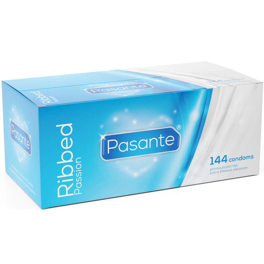 PASANTE - PRESERVATIVI RIBBED PASSION SCATOLA 144 UNITÀ – Punti e smagliature