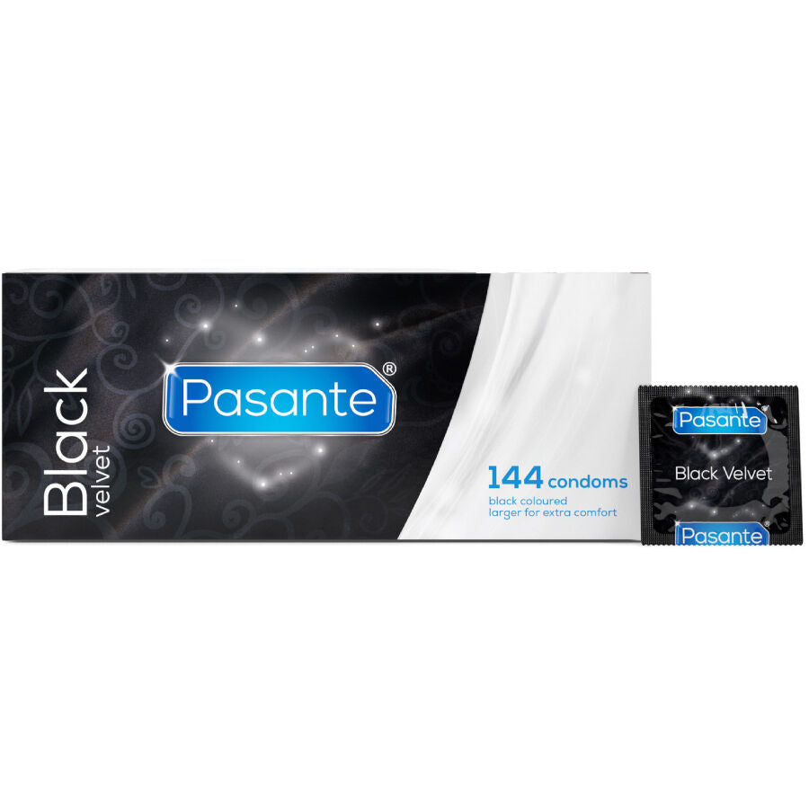 PASANTE - PRESERVATIVI IN VELLUTO NERO SCATOLA DA 144 UNITÀ – Preservativi Divertenti – foto 2