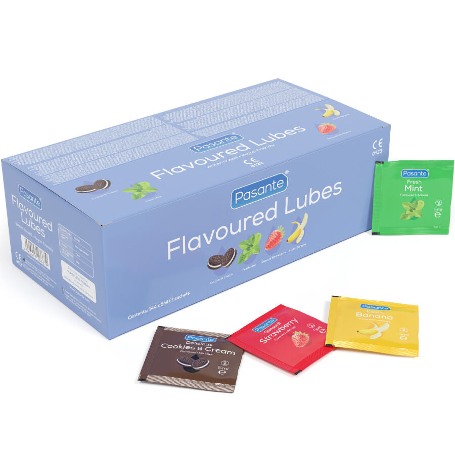 PASANTE - LUBRIFICANTI AROMATIZZATI SCATOLA 144 UNITÀ 5 ML – Con sapori deliziosi – foto 2