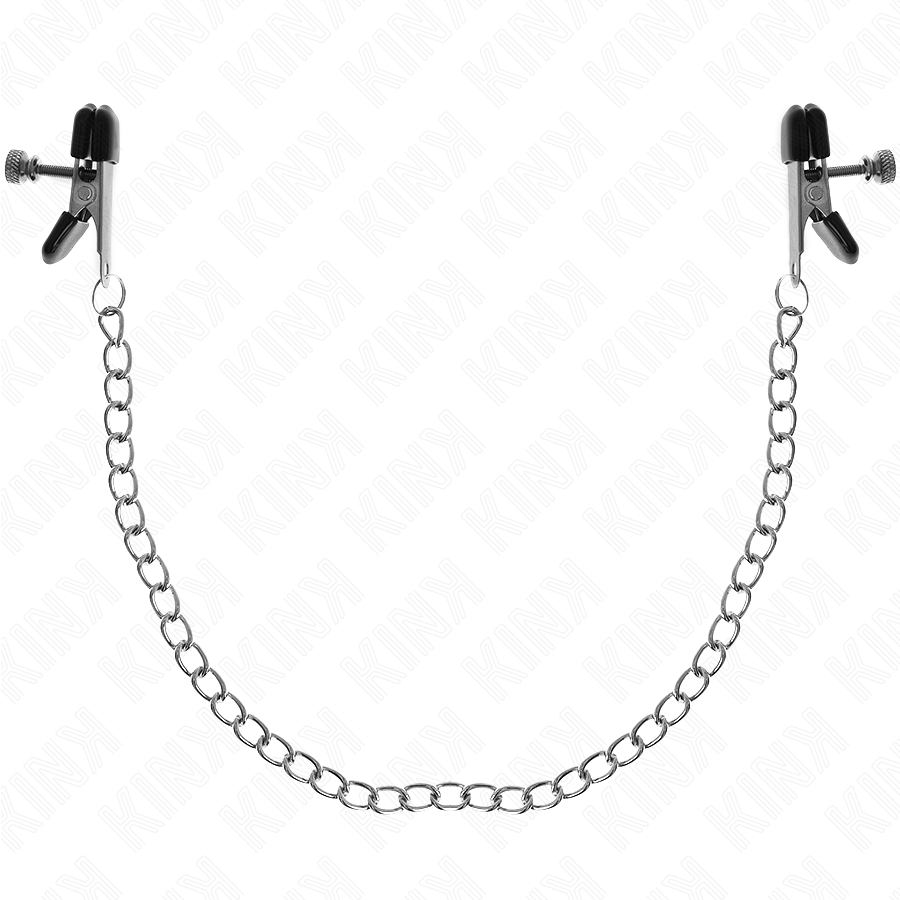 KINK - MORSETTI PER CAPEZZOLI A CATENA PIATTA ARGENTO 34 CM – Morsetti per capezzoli per sadomasochismo – foto 2