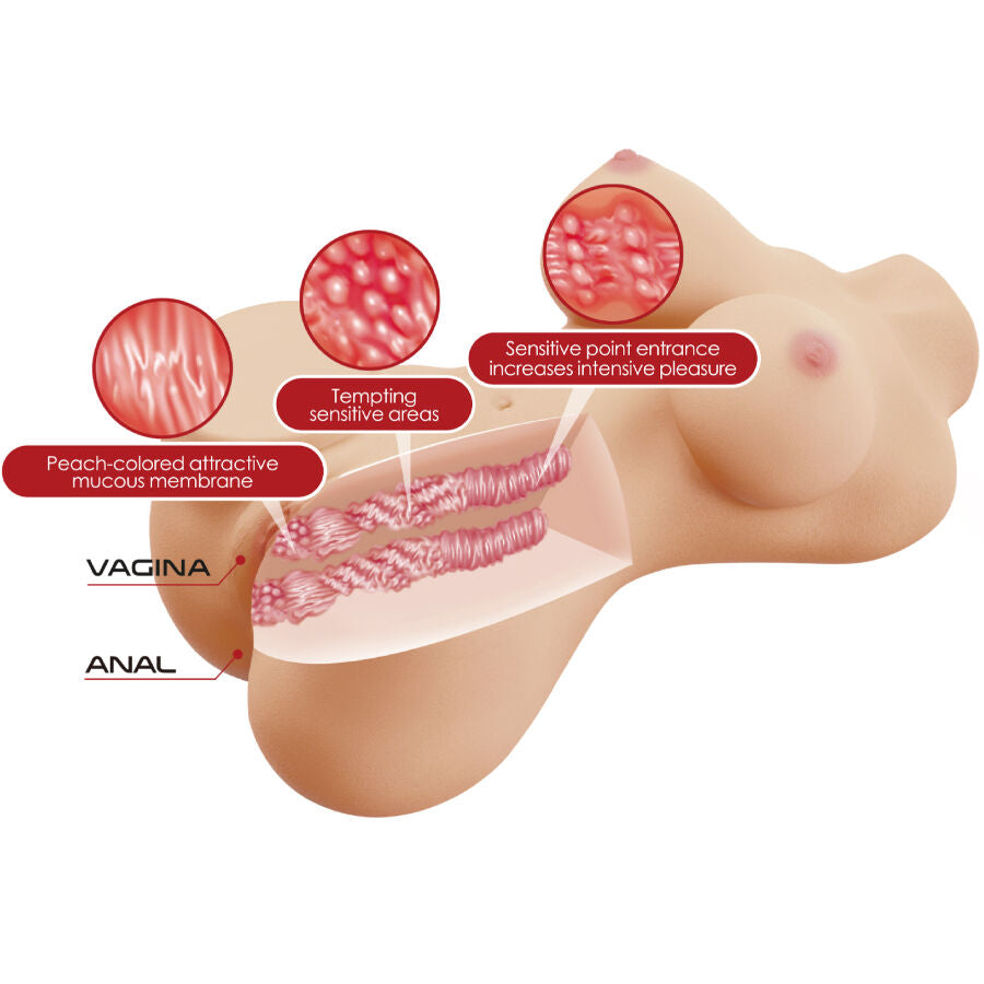 CRAZY BULL - HETTY TORSO FEMMINILE REALISTICO VAGINA E ANALE 1,9 KG – Dimensioni reali delle bambole – foto 7
