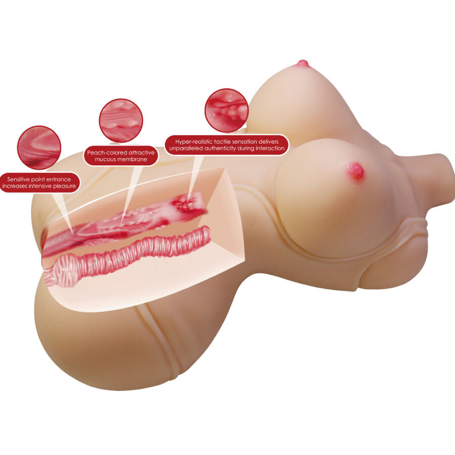 CRAZY BULL - DIANA TORSO FEMMINILE REALISTICO VAGINA E ANALE 5 KG – Dimensioni reali delle bambole – foto 7