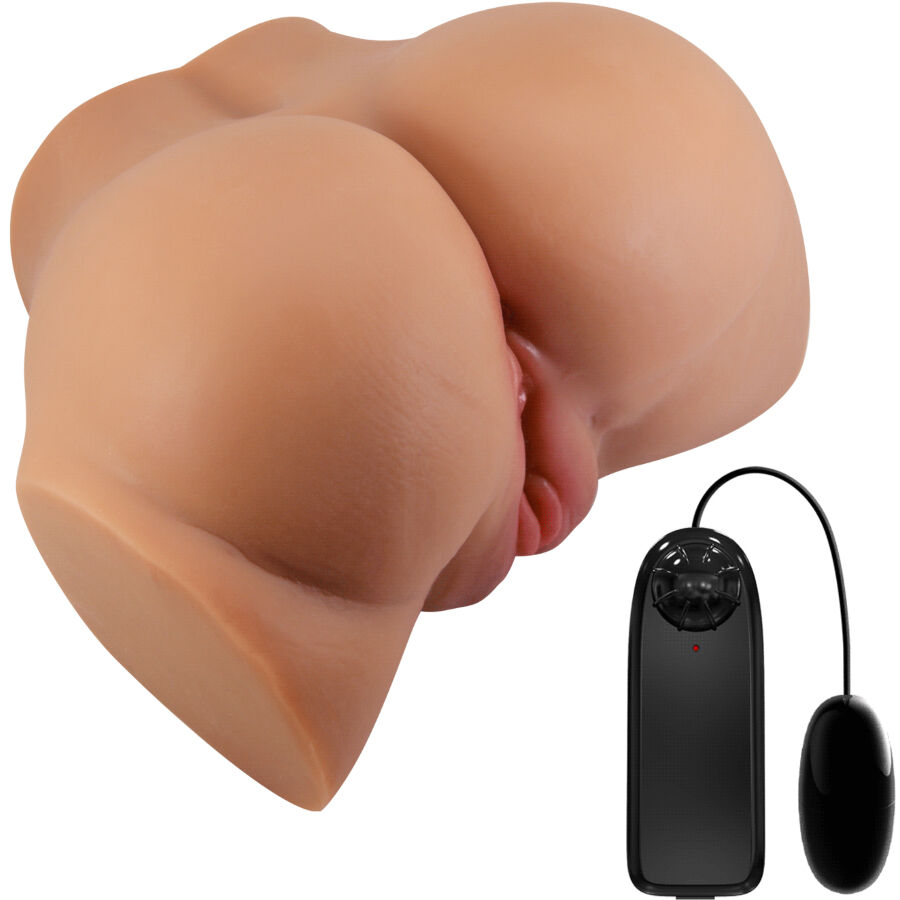 CRAZY BULL - VIBRATORE EMILIA ASS CON VAGINA E ANO REALISTICI, TELECOMANDO IN CARNE – Vagine con vibrazione