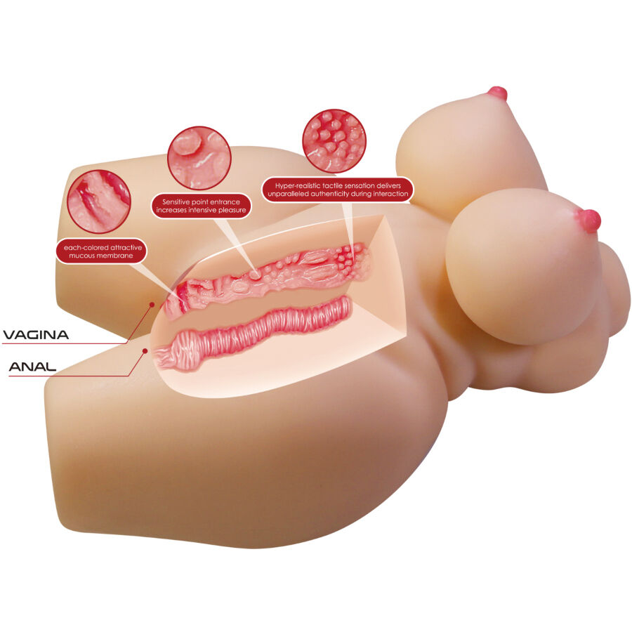 CRAZY BULL - GRACE TORSO FEMMINILE REALISTICO VAGINA E ANALE 7,5 KG – Dimensioni reali delle bambole – foto 6