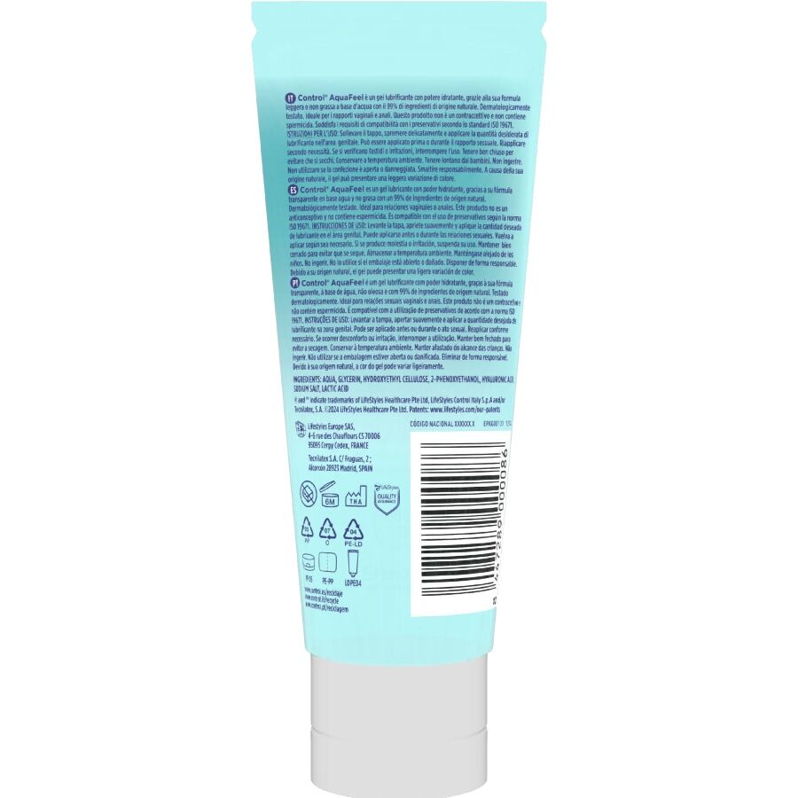 CONTROL - LUBRIFICANTE AQUAFEEL CON ACIDO IALURONICO 80 ML – A base d'acqua – foto 2