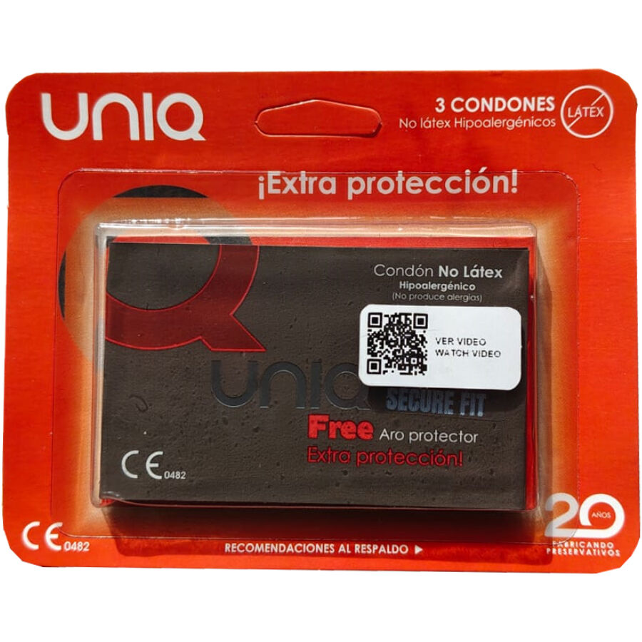 UNIQ - PRESERVATIVI SECURE FIT SENZA LATTICE 3 UNITÀ – Senza latex