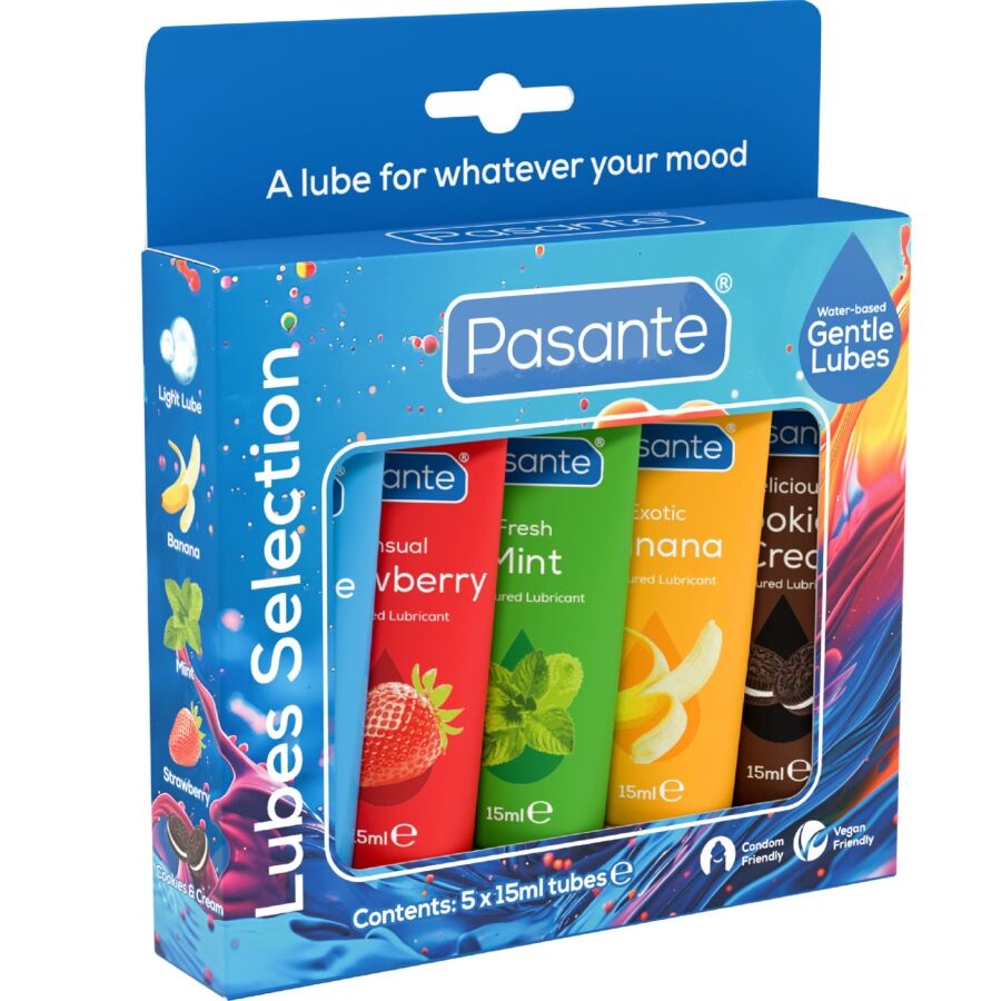 PASANTE - CONFEZIONE LUBRIFICANTI AROMI ASSORTITI 5 UNITÀ X 15 ML – Kit lubrificanti