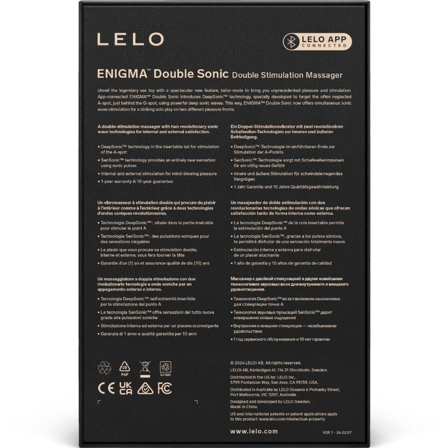 LELO - ENIGMA DOUBLE SONIC VIBRATOR POINT G NERO – Vibratori a punto G – foto 5