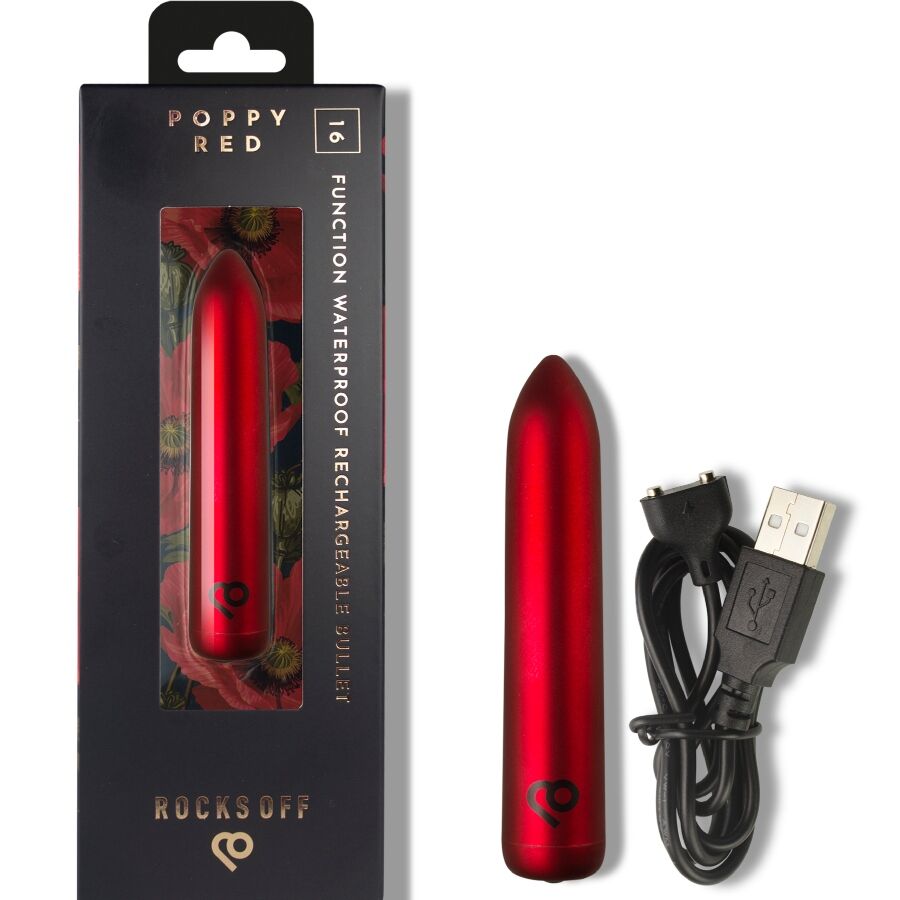 ROCKS-OFF - PROIETTILE VIBRANTE RICARICABILE ROSSO PAPAVERO – Proiettili vibranti – foto 6