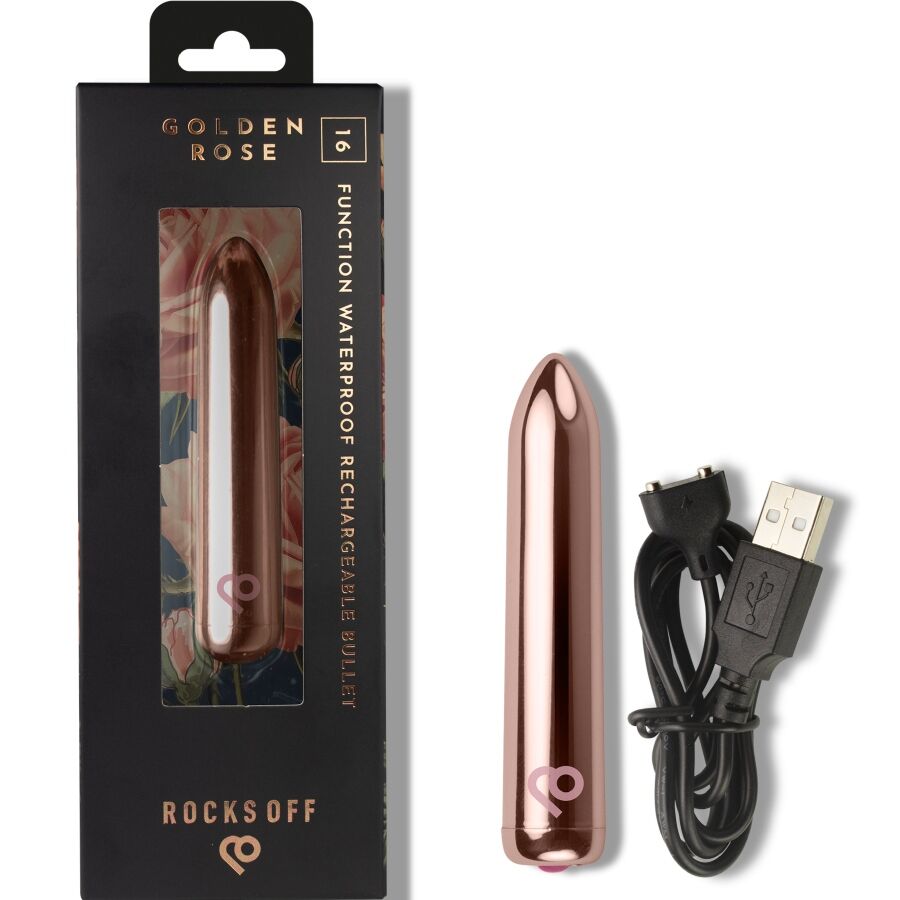 ROCKS-OFF - PROIETTILE VIBRANTE RICARICABILE ROSA DORATA – Proiettili vibranti – foto 6
